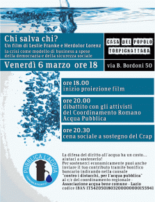 Chi salva chi ? - venerdi 6 marzo ore 18,00