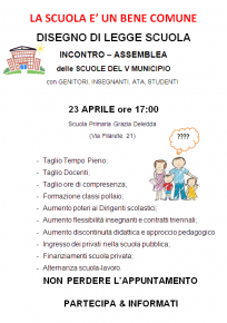 INCONTRO – ASSEMBLEA delle SCUOLE DEL V MUNICIPIO con GENITORI, INSEGNANTI, ATA, STUDENTI