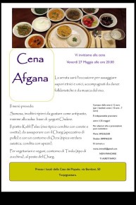 Cena Afgana - Venerdi 27 maggio alle ore 20,00